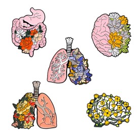 ARFUKA Brooch Metal Flower Organ Badge Pin Brooches Backpack Lapel Pin Accessory for Clothing Bags Jackets DIY Crafts Pack of 5