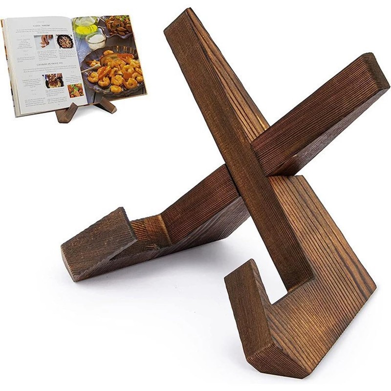 [KASSAI] Wooden Book Stand, X-Shaped (Brown)