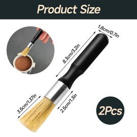 Barista Brush, Pack of 2 Coffee Brushes, Wooden Handle, Cleaning Brush, Coffee Brush, Barista Accessories, Portafilter Brush, Effective Cleaning of Portafilters for Coffee Grinders