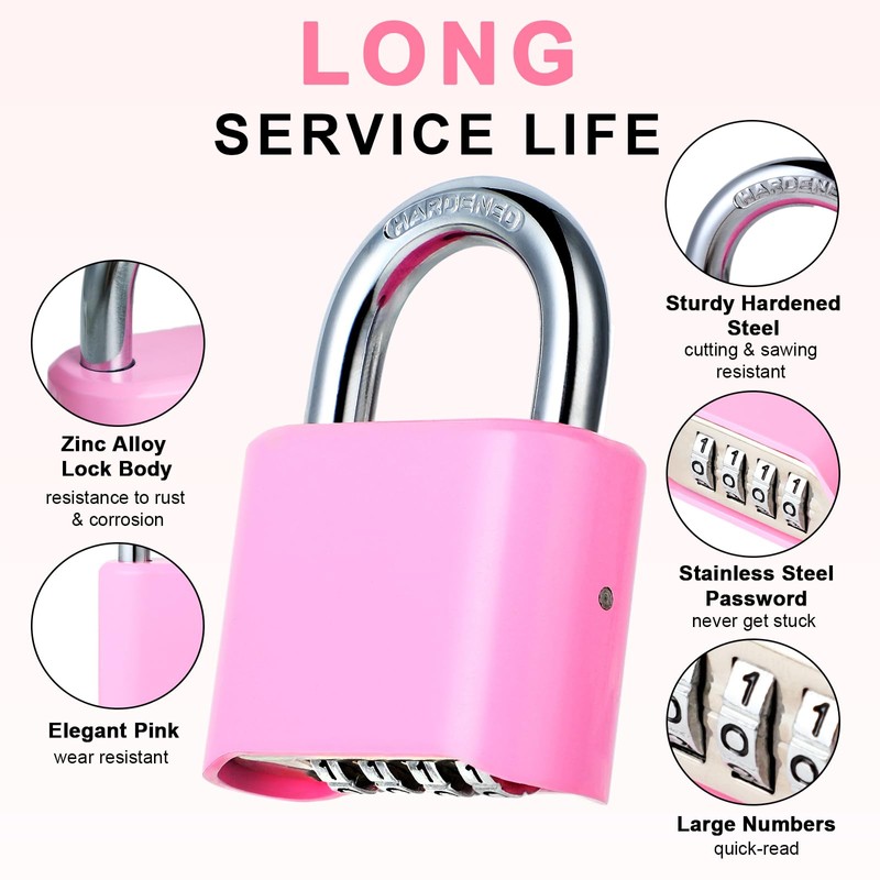 DELSWIN 4-Digit Combination Lock Outdoor Padlock - Heavy Duty Locker