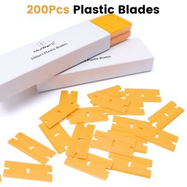 MulWark Plastic Razor Blades, 200Pcs Double Edged Plastic Blades, Plastic Scraper Blades Suit for Most Safety Razor Blade Scraper for Scraping Labels Stickers Decals Adhesives and Cleaning Glass
