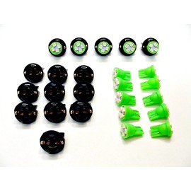 Lumiglow 15 Green 4 LEDs Light Bulbs 1/2" Sockets License Plate Dashboard Marker Mopar