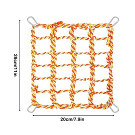 MiOYOOW Bird Rope Net, Cotton Rat Climbing Rope Ladder Bridge Pet Hanging Hammock with 4 Hooks for Rat Hamster Bird Ferret (11 x 7.9 Inch)