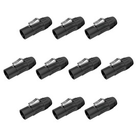 Seetronic SAC3MX AC Waterproof Power Connector Lockable 3-Core for Stage Lights, Sound Consoles, LED Panels, and Amplifiers (Black, IP65, 10PC)