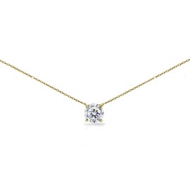 B. BRILLIANT Yellow Gold Flashed Sterling Silver Solitaire Clear European Crystal Choker Necklace for Women