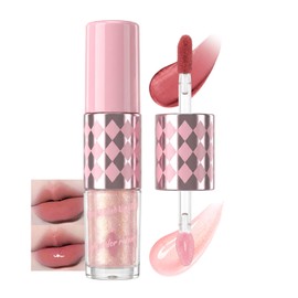 Erinde Lip Gloss, Moisturizing, 2-in-1 Matte Lip & Glitter Lip Gloss, Transparent, Glossy Lip Tint, Moisturizing, Highly Colored Lips, Long Stays, Perfect for Daily Use 01# Peach Tea