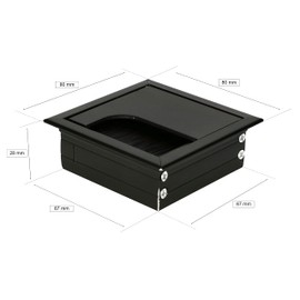 KOTARBAU® Set of 2 Aluminium Cable Grommets 80 x 80 mm for Furniture Black Cable Box Cable Pass Square Anodised