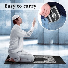 Anlising 4 Pieces Portable Travel Prayer Mat with Compass, Waterproof Polyester Prayer Rug, Muslim Travel Prayer Mat, for Ramadan Gifts (60cm×100cm)
