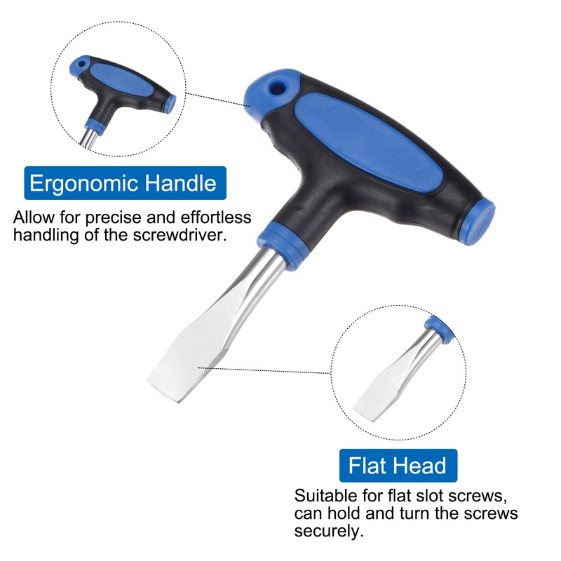 sourcing map T Handle 12mm Flat Head Screwdriver Easy to