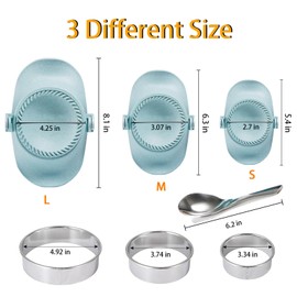 Dumpling Maker, Empanada Maker Press Multiple Size Dumpling Mold Set with Dough Cutter & Stuffing Spoon, Dumpling Maker Kit for Pierogi Gyoza Ravioli Chinese Dumpling, Blue 3 Sizes (4.2"+3"+2.7")
