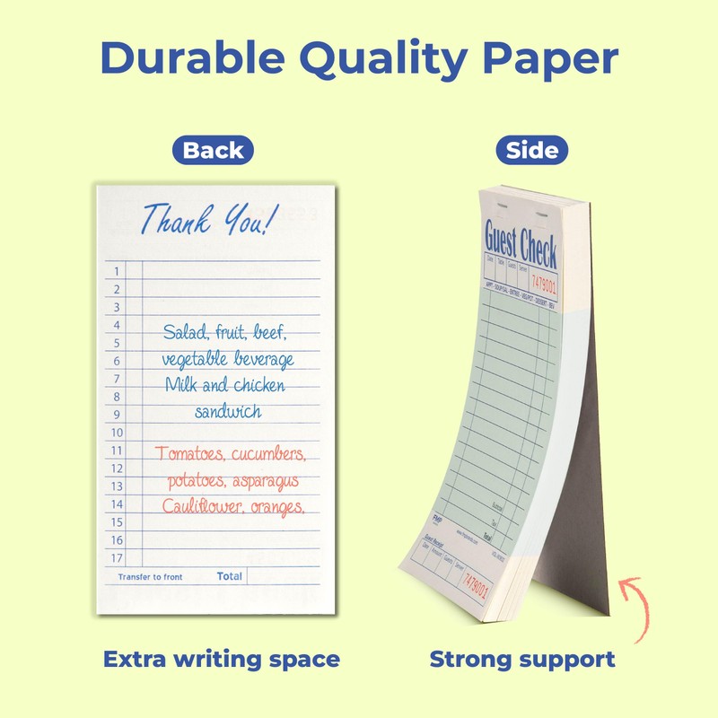 FMP Brands Guest Check Books for Servers, Server Note Pads