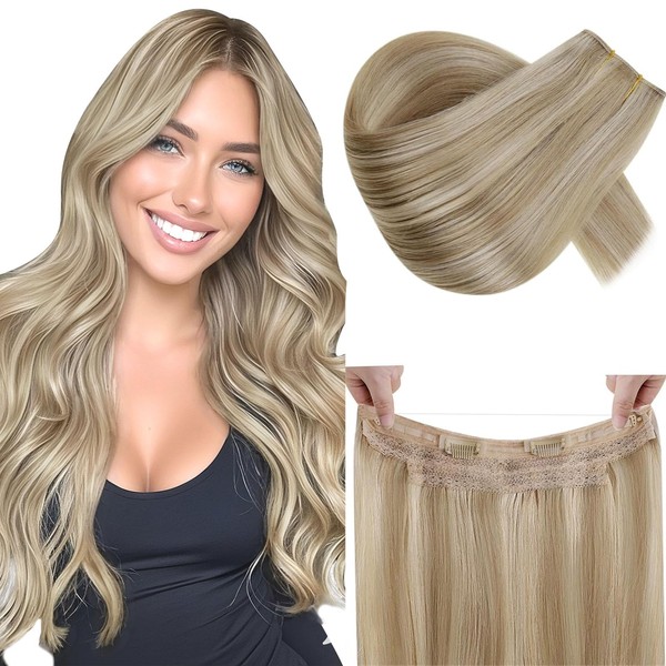 RUNATURE Real Hair Extensions with Wire 40 cm Blonde Highlight