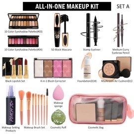 All in One Makeup Kit for Women Full Kit,Travel Makeup Kit for Teens,Makeup Gift Kit with Everything,Foundation Eyeshadow Lipstick Eyebrow Blush Powder, Christmas Make Up Gift Set for Beginner-C