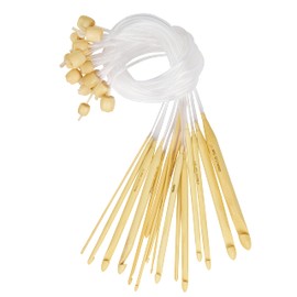Set of 16 High Quality Bamboo Crochet Hooks 2-12mm With Plastic Cable Ends by Curtzy TM