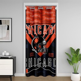 Feelyou Football Closet Door Cover Curtain for Living Room 34x80 Inch 1 Panel Chicago Door Curtain for Doorway Privacy Gifts for Football Fans Football City 30%-50% Room Darkening Blackout Curtain