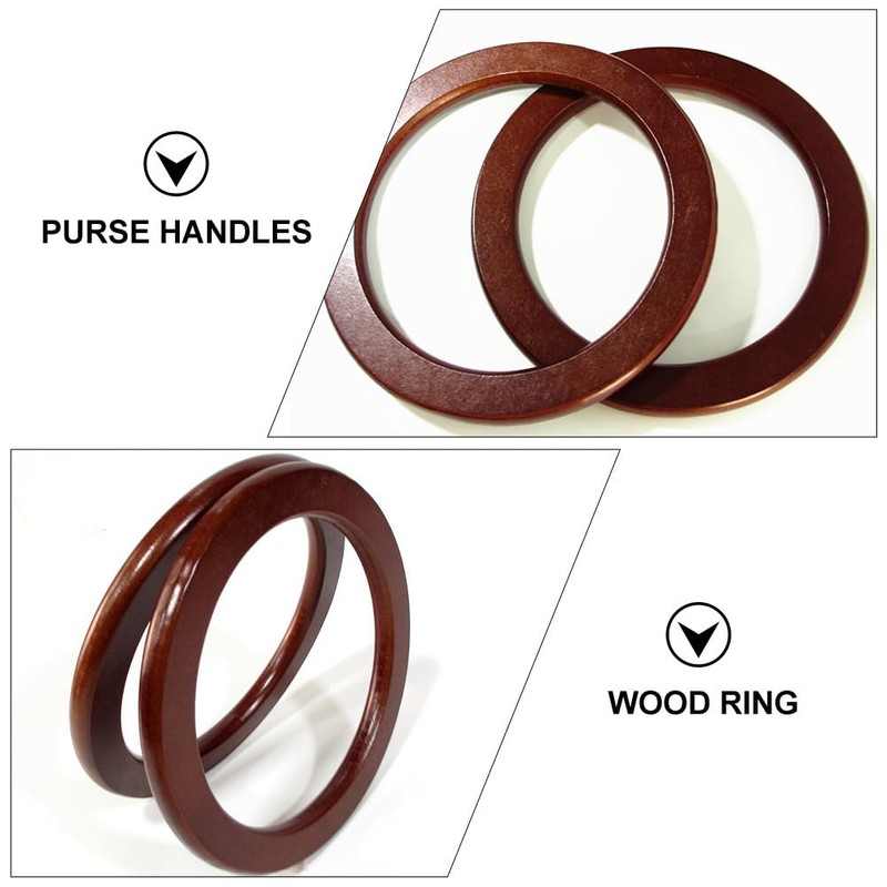 NUOBESTY 2pcs Wooden Ring Handle Round Wood Handles Wooden Circle