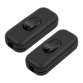 Cable Switch, Pack of 2 Inline Switch, Intermediate Switch, 6 A 250 V, Torpedo Switch, 2-Core and 3-Core Leads, for All Types of Electric Lamps, Table Lamps - Black
