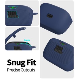 WADVCU for JBL Vibe Buds Case Cover, Silicone Protective Portable Scratch Shock Resistant Logo Visible Design Cover Compatible with JBL Vibe Buds Headphones Charging Case with Carabiner-Blue