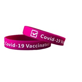easyIDea Covid-19 Vaccination Durable Silicone Wristband (Purple with White Lettering) | Pack of 5 |