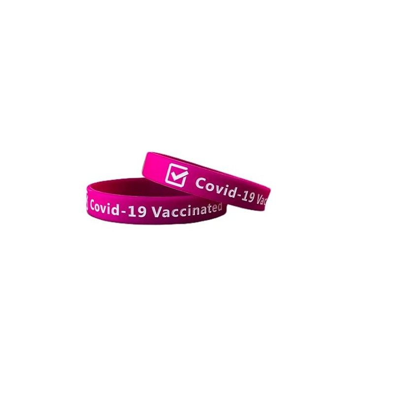 easyIDea Covid-19 Vaccination Durable Silicone Wristband (Purple with White Lettering)