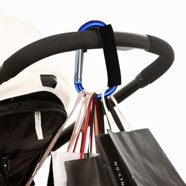 Stroller Hooks by Baby,2 pcs Carabiner Stroller Hook Organizer for Hanging Purses, Diaper Bag, Shopping Bags. Clip Fits Single/Twin Travel Systems, Car Seats and Joggers (Blue)