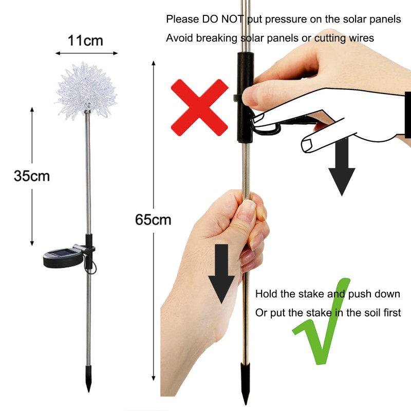 GUOCHENG Dandelion Solar Garden Lights Waterproof Outdoor LED Landscape Lights,