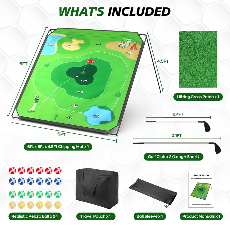 BaiYuan Portable Golf Chipping Game Set for Dads & Junior