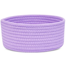 ABenkle Small Woven Basket, Empty Tiny Shallow Storage Basket, Mini Cotton Rope Baskets, Round Decorative Hamper, Basket Storage Bins for Toys, Spa, Socks, Nursery, Living Room