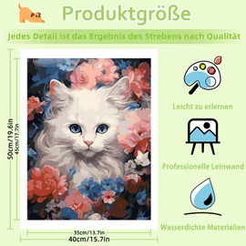 Paint by Numbers Adult, DIY Cat Paint by Numbers Adult, Paint by Numbers Set for Gift and Home Decoration, 40 x 50 cm, Without Frame