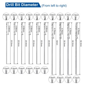 sourcing map 5Sets(100Pcs) 0.3-1.6mm Mini Twist Drill Bits, High-Speed Steel Straight Shank Small Drill Bit Set for Wood Beads DIY Projects, with Box