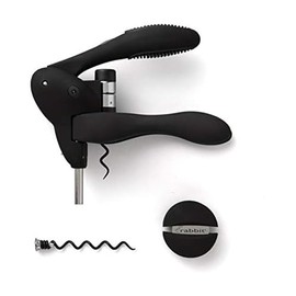 Rabbit W6004N Original Lever Corkscrew Wine Opener with Foil Cutter and Extra Spiral, Black Finish, Smooth Lever Action for Effortless Cork Removal