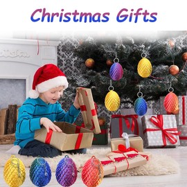 podafu 4 Pcs Mini 3D Printed Dragon Eggs with Dragon Inside，Articulated Crystal Dragon in Egg, Executive Dragon Fidget Desk Toys for Christmas Birthdays Gifts, Home Office Decorations(with Keychain)