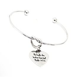JKCE Designs Faith Gift, He Heals The Broken-hearted Charm Bracelet, Psalm 147 3, Sympathy