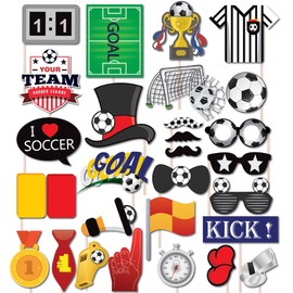 YGCHEN Photo Props Football Photo Props Selfie Props Football Fans Photo Booth Props Photo Box Accessories for Carnival Birthday Christmas Party (Pack of 30)