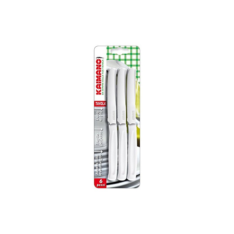 Kaimano KDN021506W 6 Coltelli Dinamik Tavola Lama Dentata Bianco