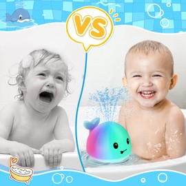 Baby Bath Toys for Kids Ages 1-3, Whale Bath Toy Sprinkler Light up Bath Toys for Babies 6-12 Months, Water Pool Bathtub Toys Toddlers, Newborn Baby Birthday Gifts 1 Year Old Boy Toys