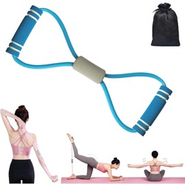 Liahelianx 8-Shaped Resistance Band with Handles-Adjustable Elastic Pull Rope for Full Body Workout,Portable Home Gym Equipment with Dual Grips for Strength Training,Yoga,Chest Expansion (Blue)