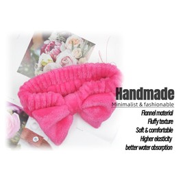 Awenbin Spa headband, bowknot headband in roland pink, reusable, soft and comfortable, preventing liquid from getting wet and disrupting hair, ideal for facial cleansing, bathing, and yoga exercises
