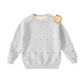 NIUSC Baby Girls Gradient Dot Fleece Lined Crewneck Sweater - Kids' Knit Sweater Blouse Pullover Long Sleeve Tops Toddler for Spring Autumn Winter