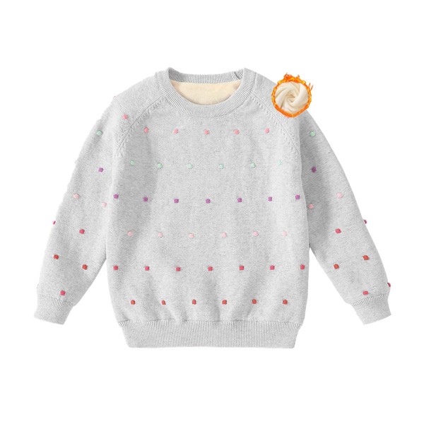 NIUSC Baby Girls Gradient Dot Fleece Lined Crewneck Sweater -