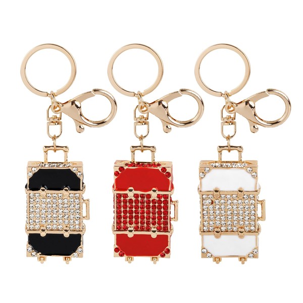 Framendino, 3 Pack Mini Suitcase Keychain Metal Key Chains for