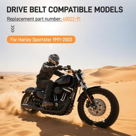 JERBOR 128T 1-1/8" Heavy Duty Rear Drive Belt for Harley Davidson Sportster 883 1200 Hugger XL XLH 1200C 883C 1200S 1991-2003, Durable High Strength Drive Belt Replace 40022-91 (128T 1-1/8")