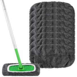 HOMEXCEL Reusable Microfiber Mop Pads Compatible with Swiffer Sweeper-8 Pack Washable Wet Pad Refills for Wet & Dry Use,Floor-Grey Cleaning Mop Head Pads Refills for Household Cleaning,Grey