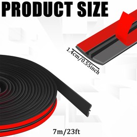 Pvotawp Sunroof Weather Stripping 14mm T Shape Car Window Seal Strip - Adhesive Windshield Rubber Weatherstrip for Dust Proof Waterproof Front Rear Cover Trim (22.96ft/7M)