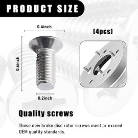 KVAEY 4 PCS Stainless Steel Brake Disc Rotor Screws, 936000-6014-0H Brake Disc Retaining Screws for Front and Rear, Rotor Screws Replacement Fits Accord Civic Odyssey CR-Z MDX