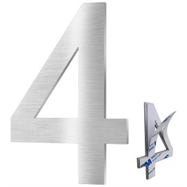 XYL HC 3-inch (Approximately 7.6 cm) Stainless Steel House Numbers, Mailbox Numbers, Self-adhesive Metal Address Numbers, Suitable For Number Signs For Hotels, Apartments, And Courtyards (Silver 4)