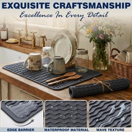 2 Pack Caketime Silicone Dish Drying Mat for Kitchen Counter Heat Resistant Under Sink Waterproof Coffee Bar Accessories Dining Rack Stone Utensil Holder Countertop Decor Must Haves 2026