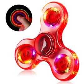 WELLVO 1Pcs LED Fidget Spinner for Kids Adults, Light Up Sensory Fidget Toys for Kids 4-8 8-12 Anxiety Stress Relief, Classroom Prizes Glow in The Dark Hand Spinner Boys Girls Birthday Gifts