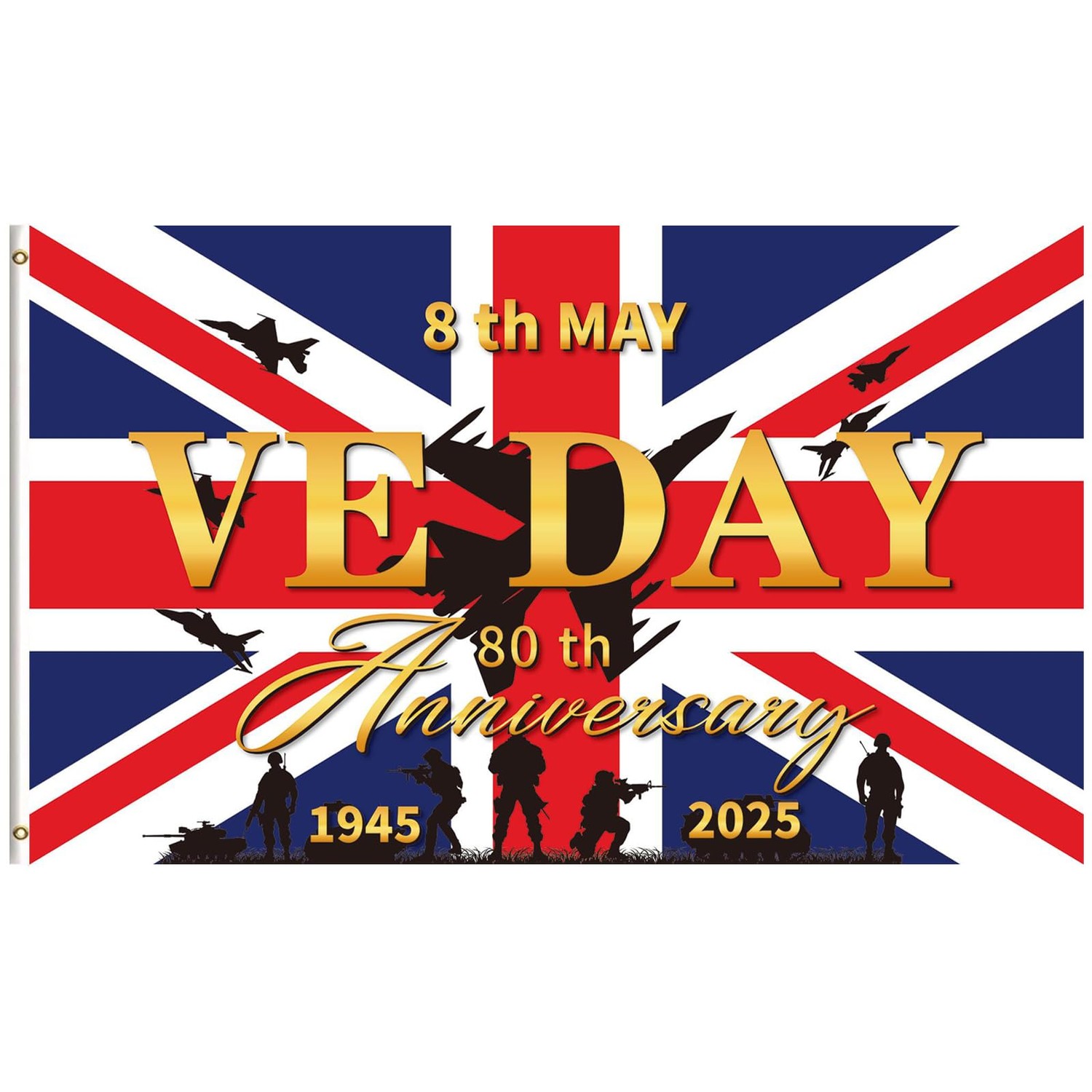 VE Day 80th Anniversary Flag 5x3FT, VE Day 80th Anniversary Decorations ...