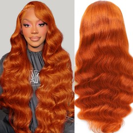 Shciyair 28 Inch Ginger Wig Human Hair 200 Density 13x4 HD Lace Front Wigs Human Hair Pre Plucked Ginger Body Wave Human Hair Wig Color HD Lace Frontal Wigs Human Hair